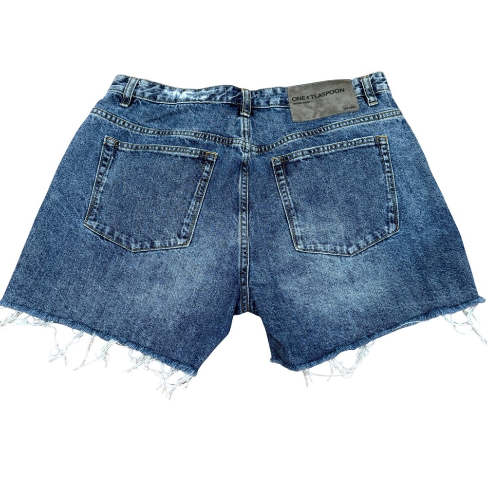 One Teaspoon Shakers Low Waist Super Relaxed Denim Shorts Blue Thunder 30 - Picture 4 of 12